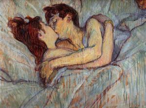 In Bed The Kiss by Henri de Toulouse-Lautrec