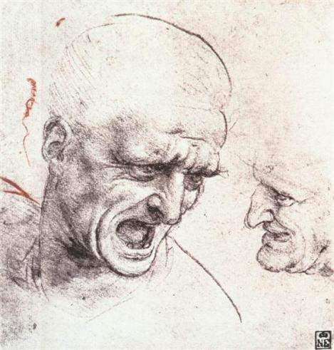 Studies For The Heads Of Two Soldiers In 'The Battle Of Anghiari' by Leonardo da Vinci