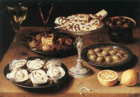 Still Life With Oysters And Pastries by Osias Beert